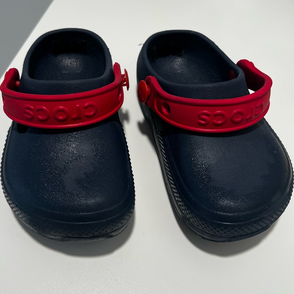 CROCS Kids Dark Blue and Red Water Shoes